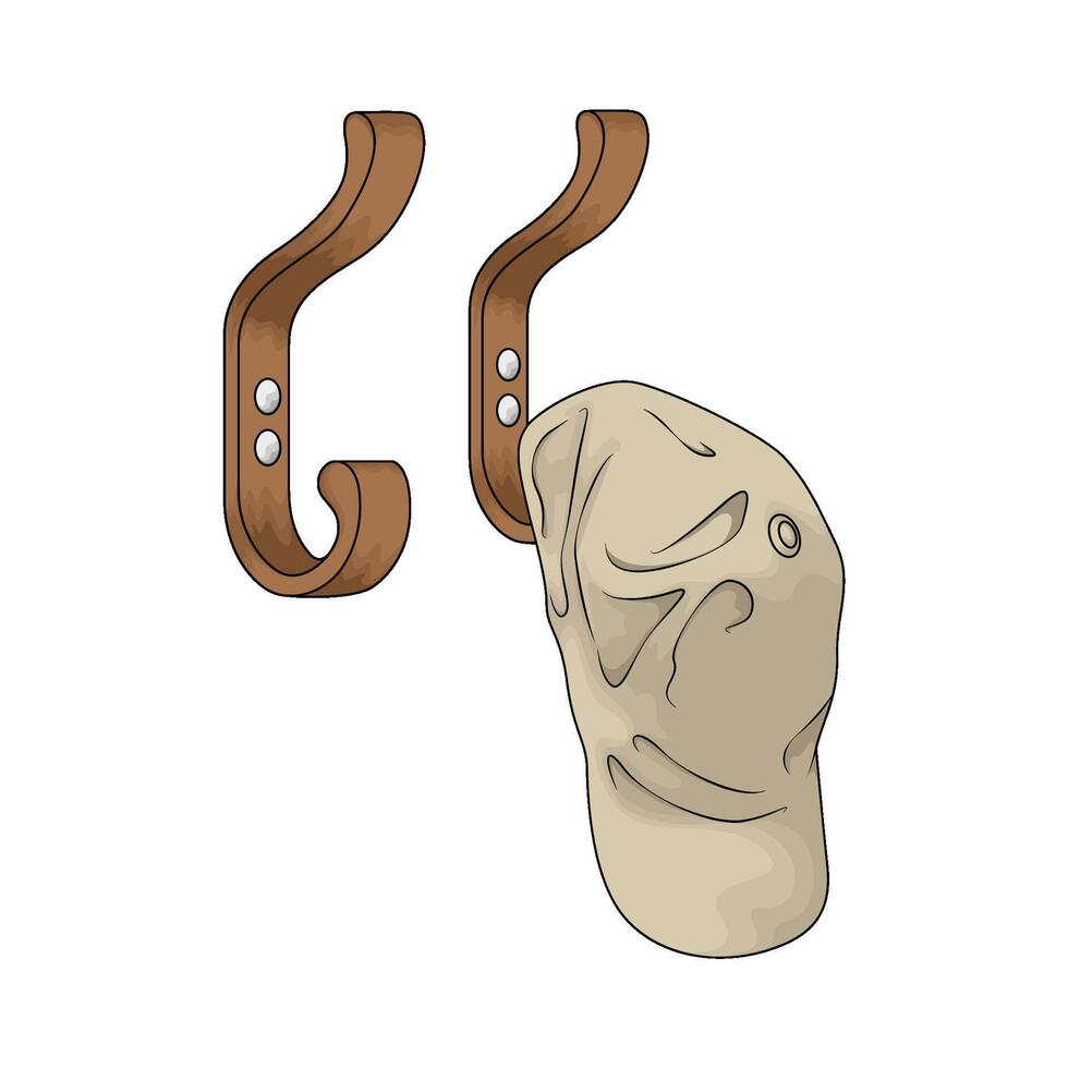illustration of hat hanging on a hook vector