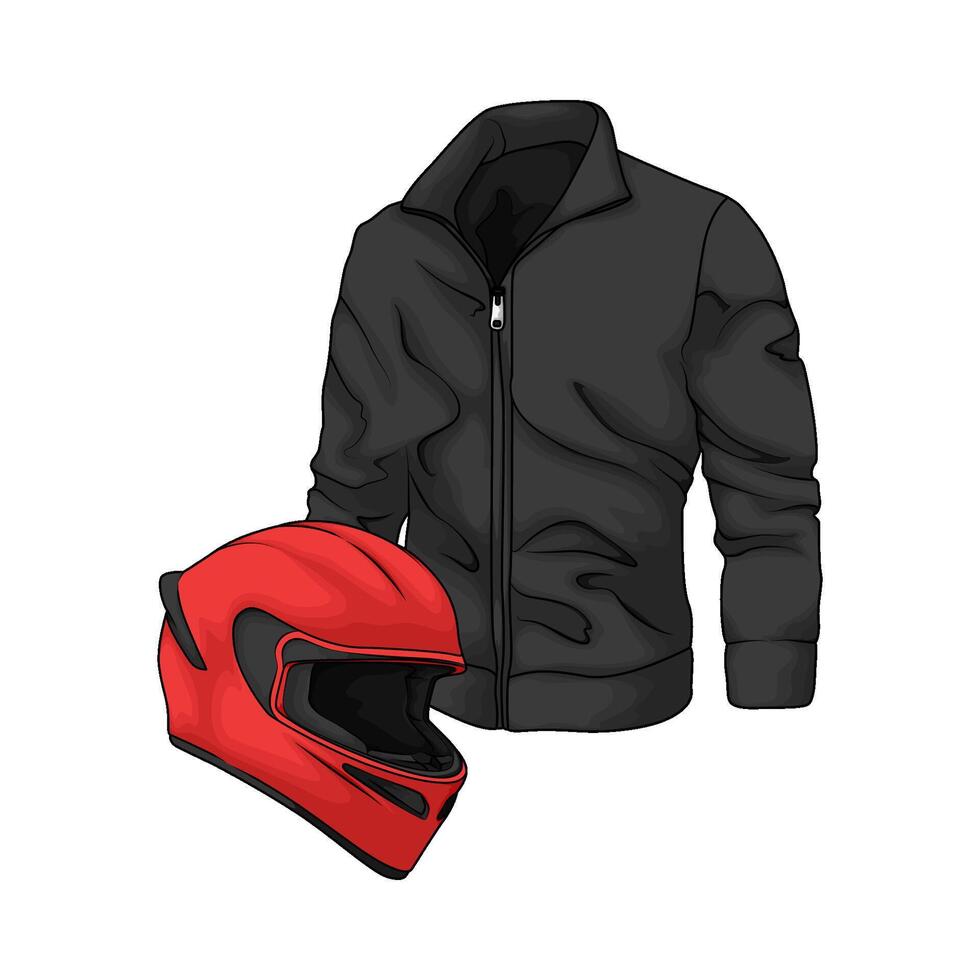 illustration of Red Racing Helmet with jacket vector