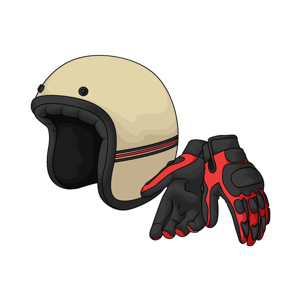 gloves with helmet without visor vector