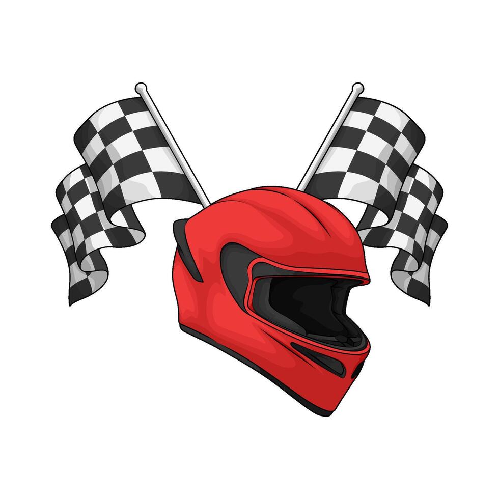 red helmet with racing flag illustration vector