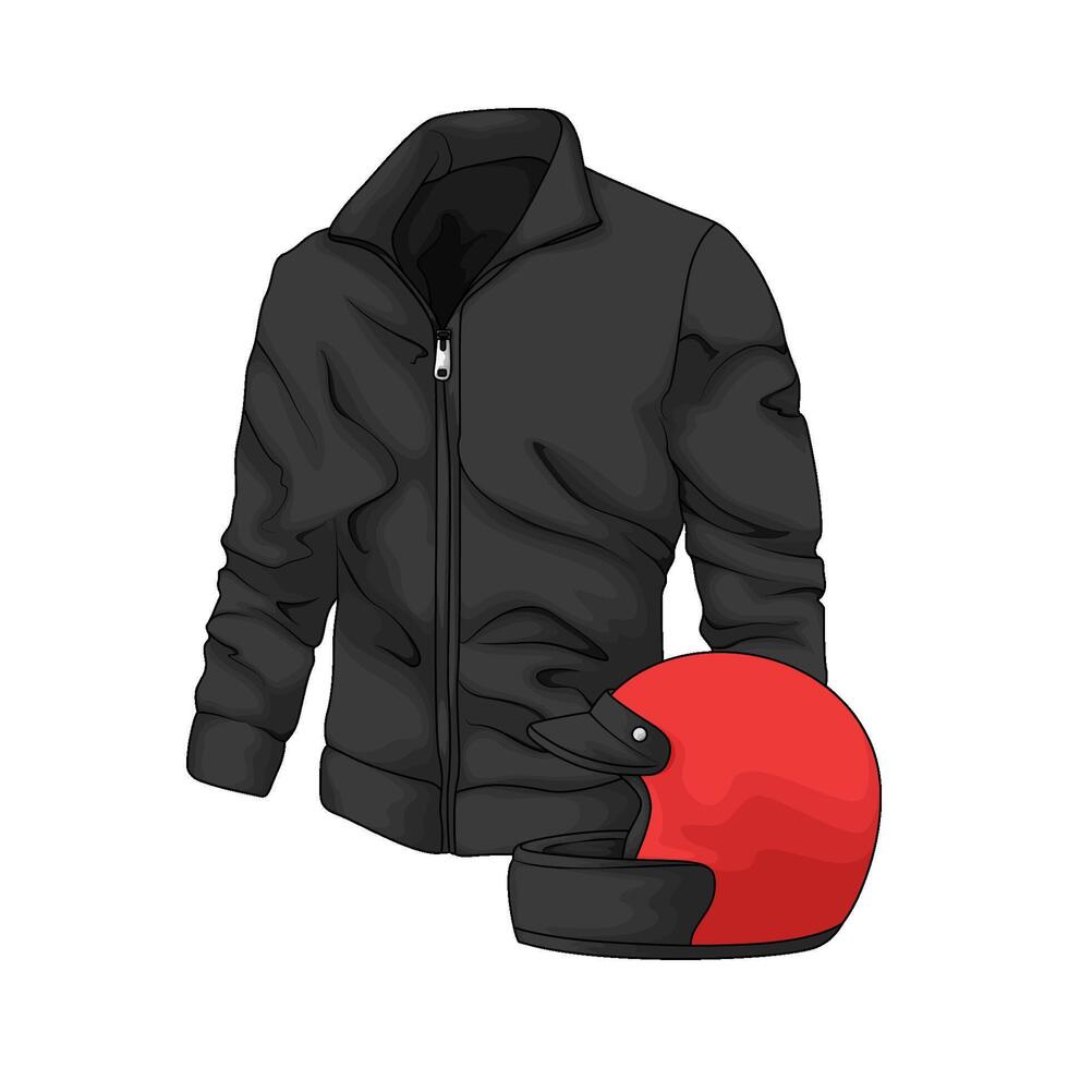 red motorcycle helmet with jacket vector