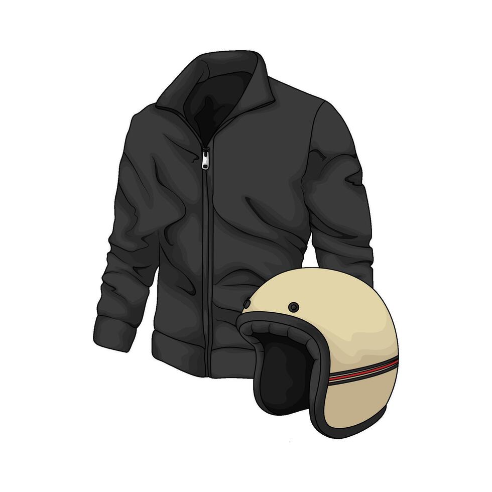 motorcycle helmet with jacket vector