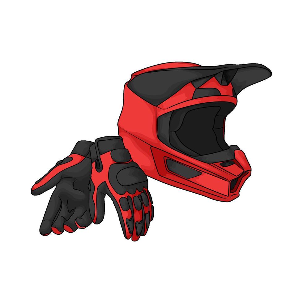red motorcycle helmet vector