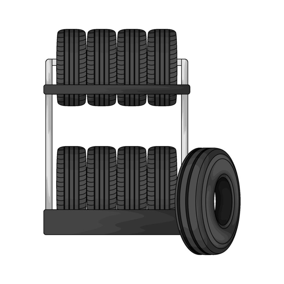 car wheel on rack vector