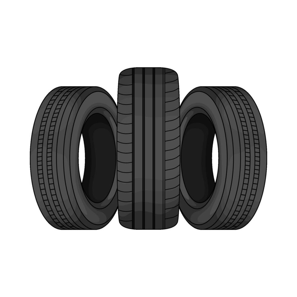 three car tires vector