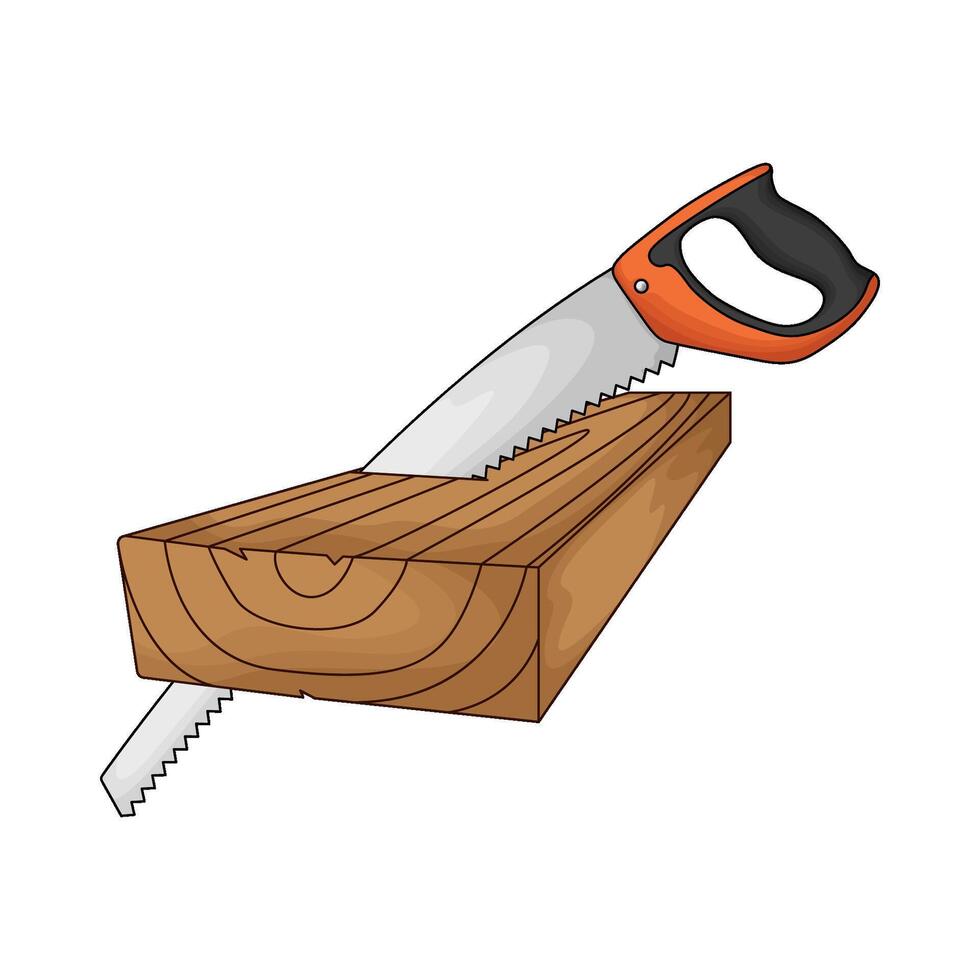wood is cut using a saw vector