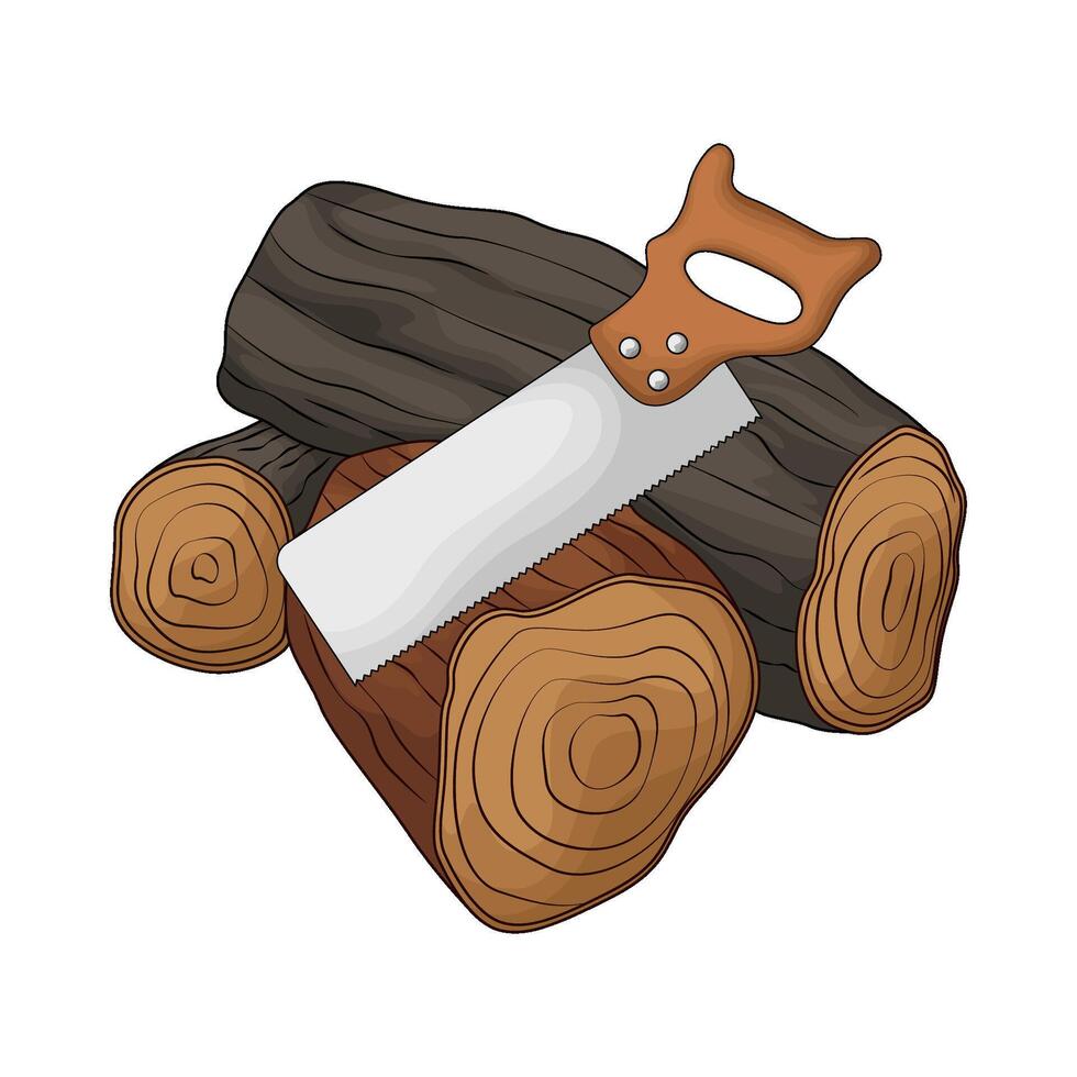 illustration of saw cuts wood vector