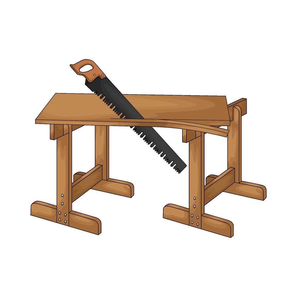 wooden board cuts using a saw vector