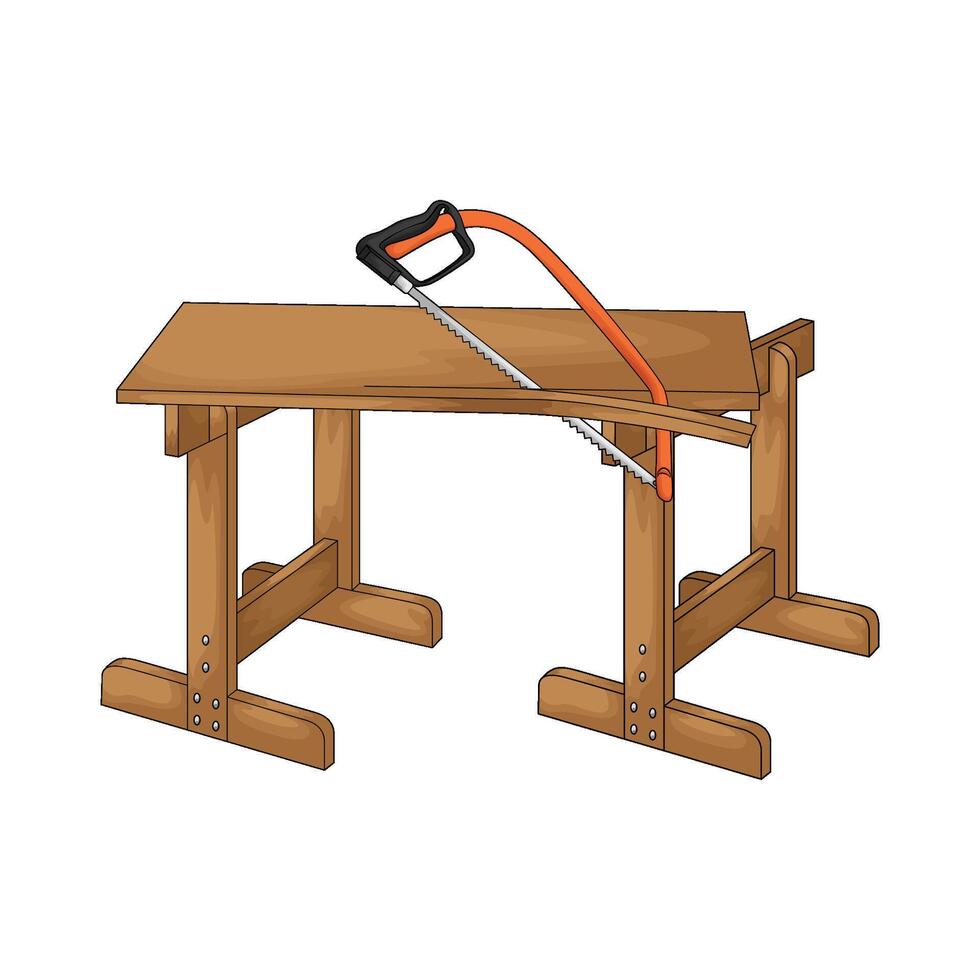 wood board cuts using a saw vector