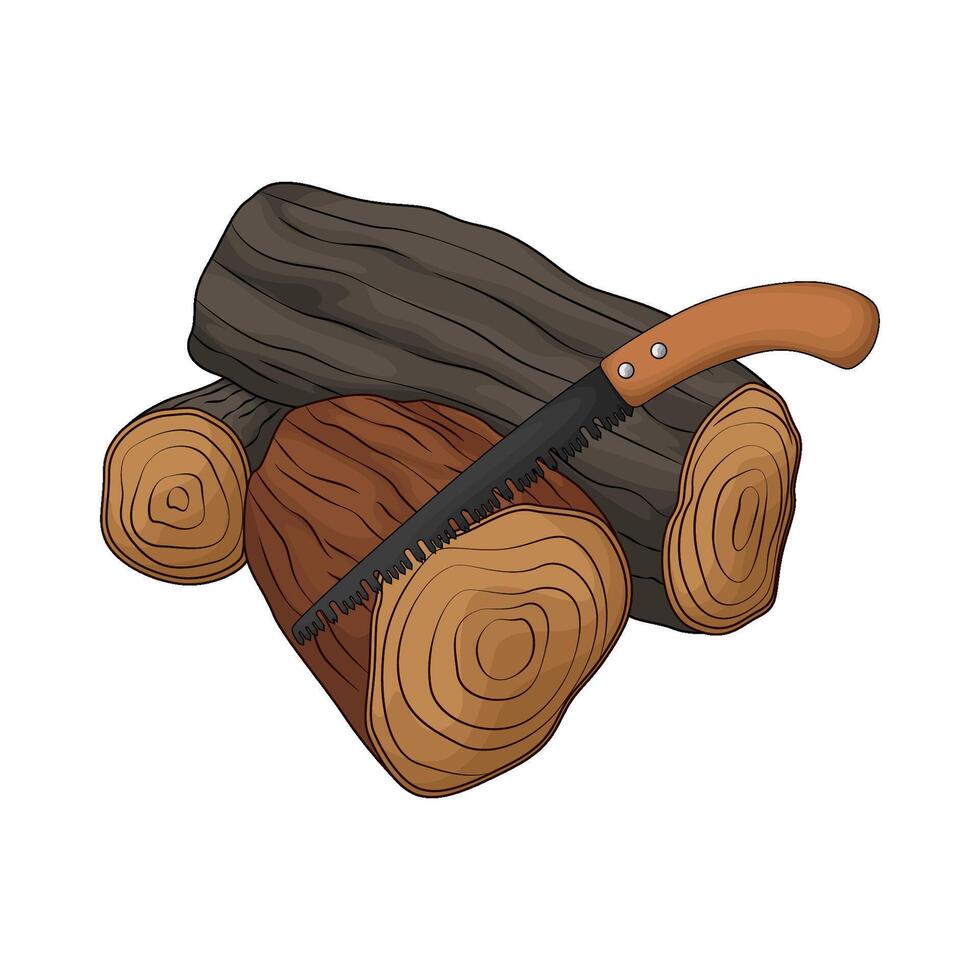 saw with woods illustration vector