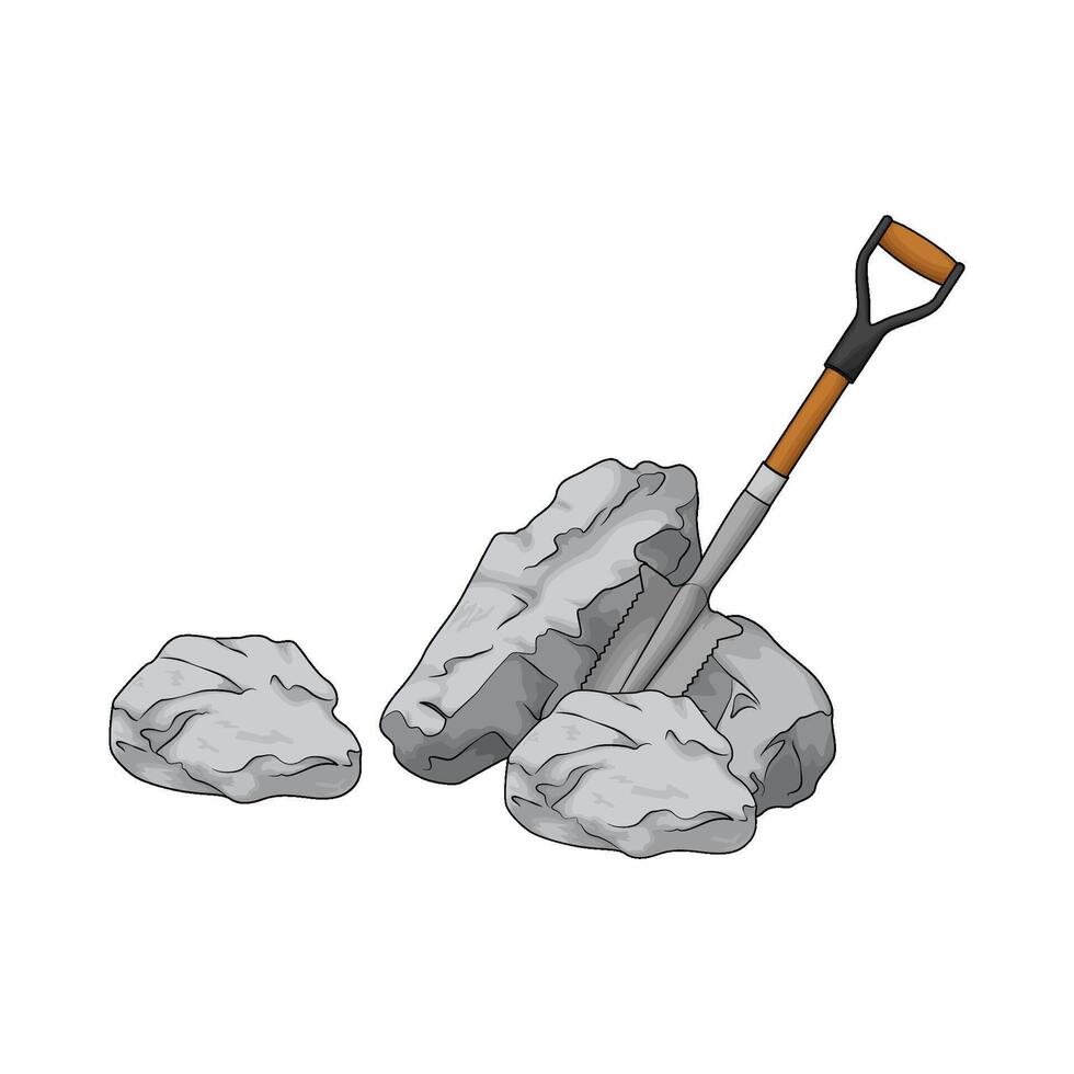 iron shovel with rock vector