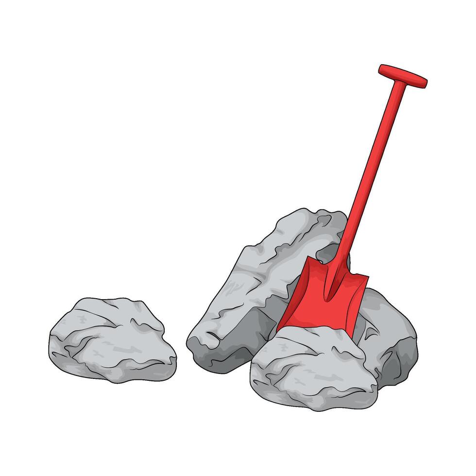 illustration of shovel with rock vector