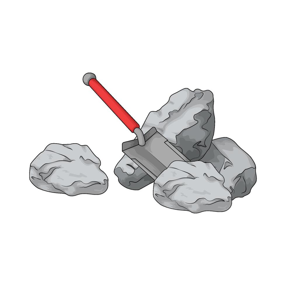 rock and shovel illustration vector