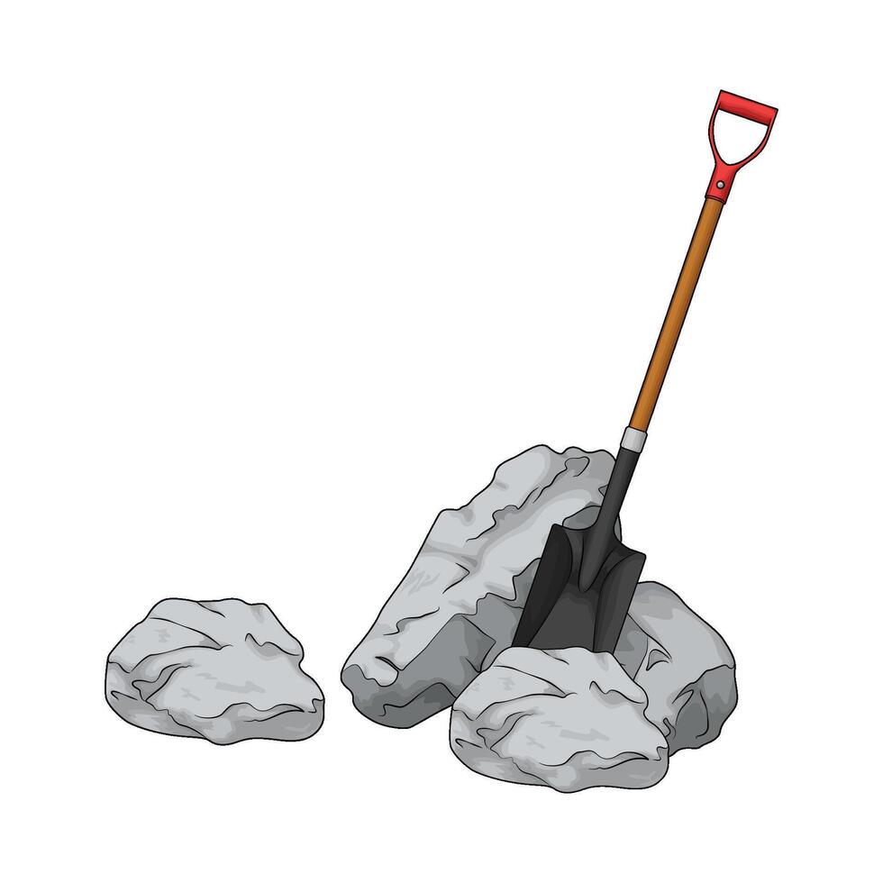 illustration of rock and shovel vector