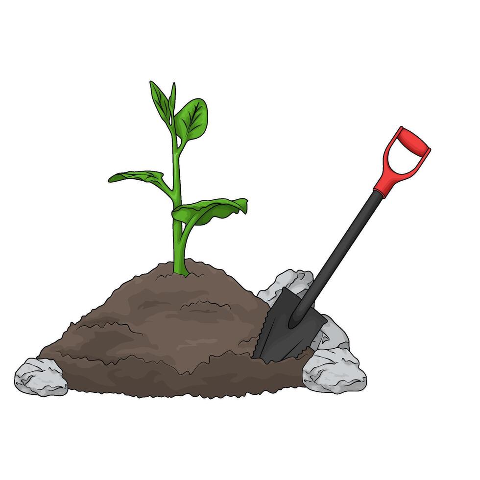 plant with shovel vector