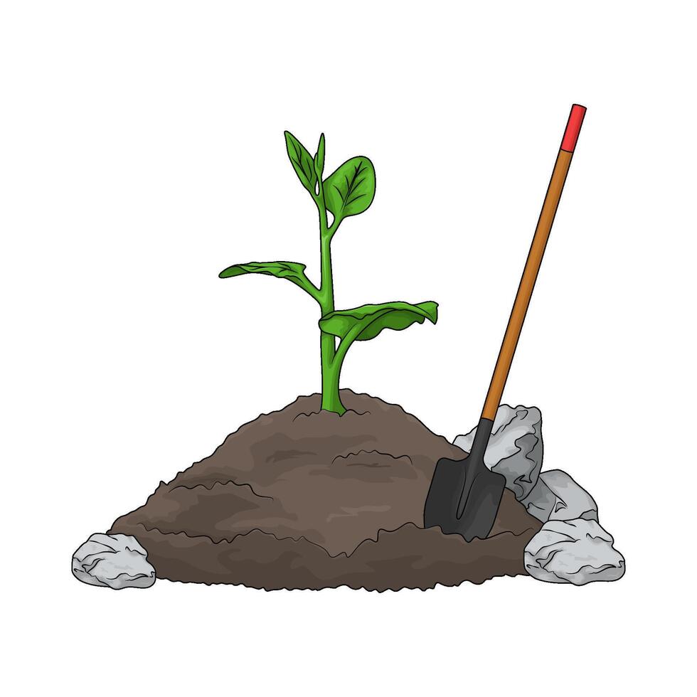 sprout with shovel illustration vector
