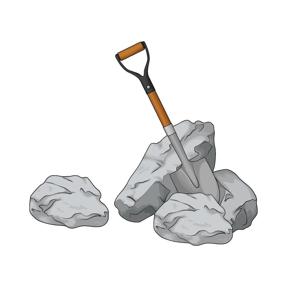 rock with shovel illustration vector