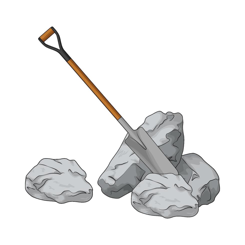 illustration of rock with shovel vector