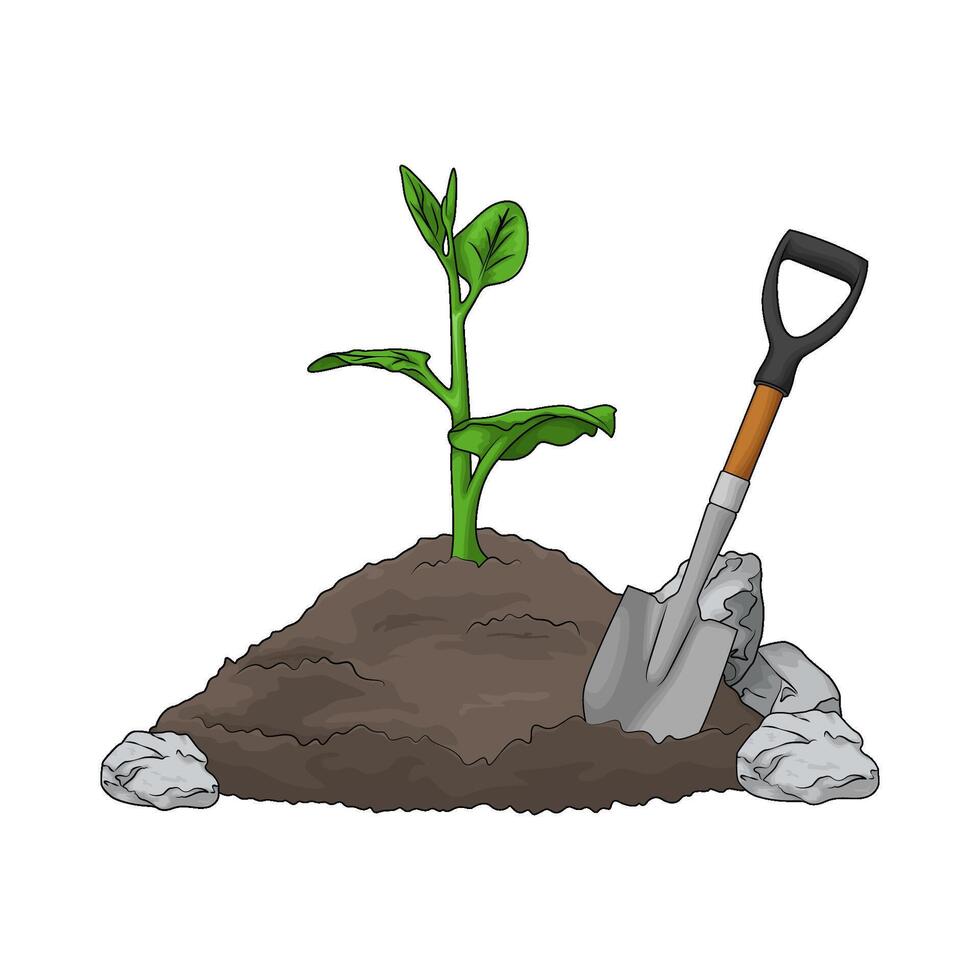 illustration of plant with shovel vector