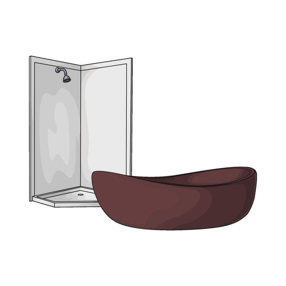 bathroom with wooden bathtub vector