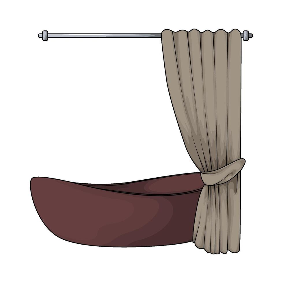 illustration of wooden bathtub with curtain vector
