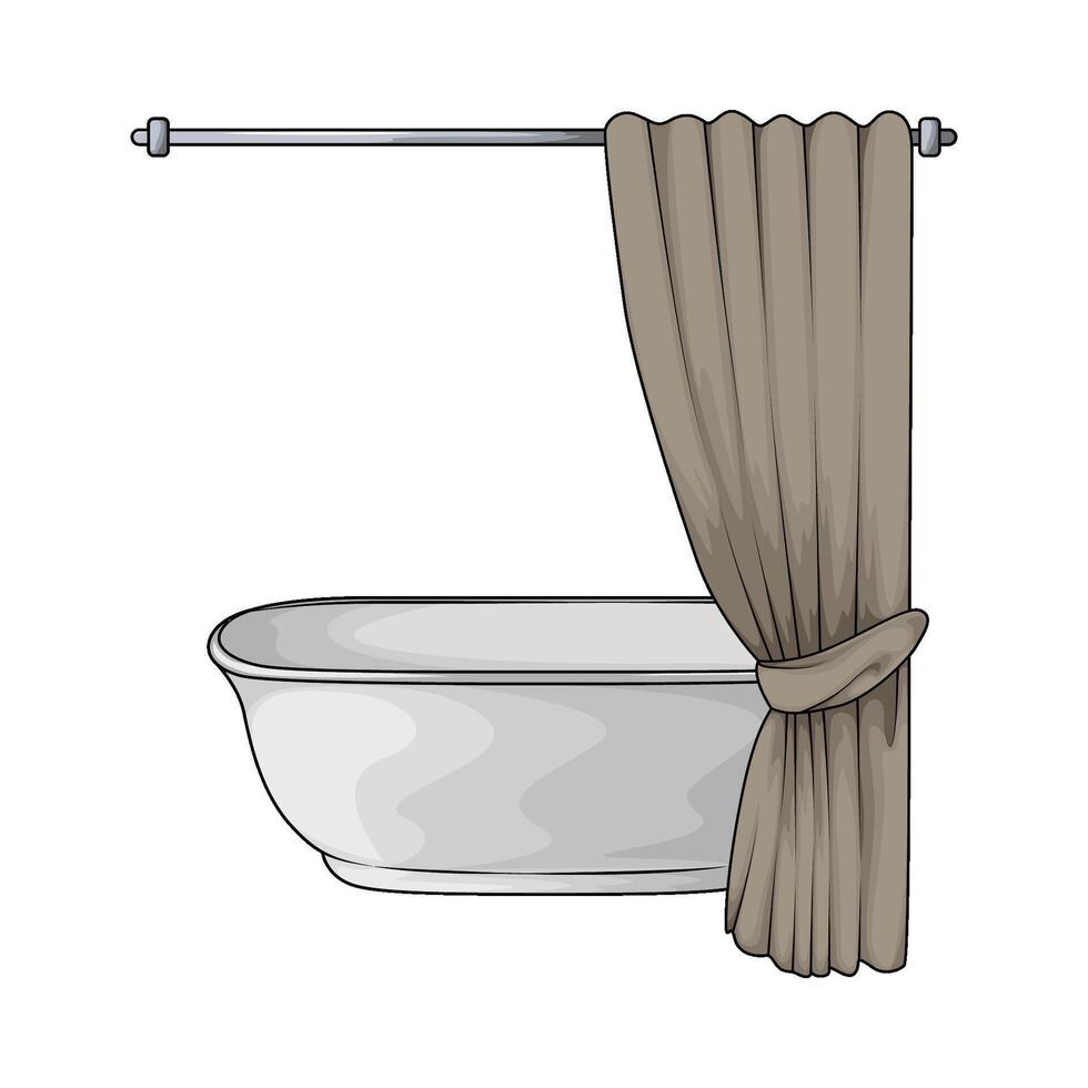 bathtub with curtain illustration vector