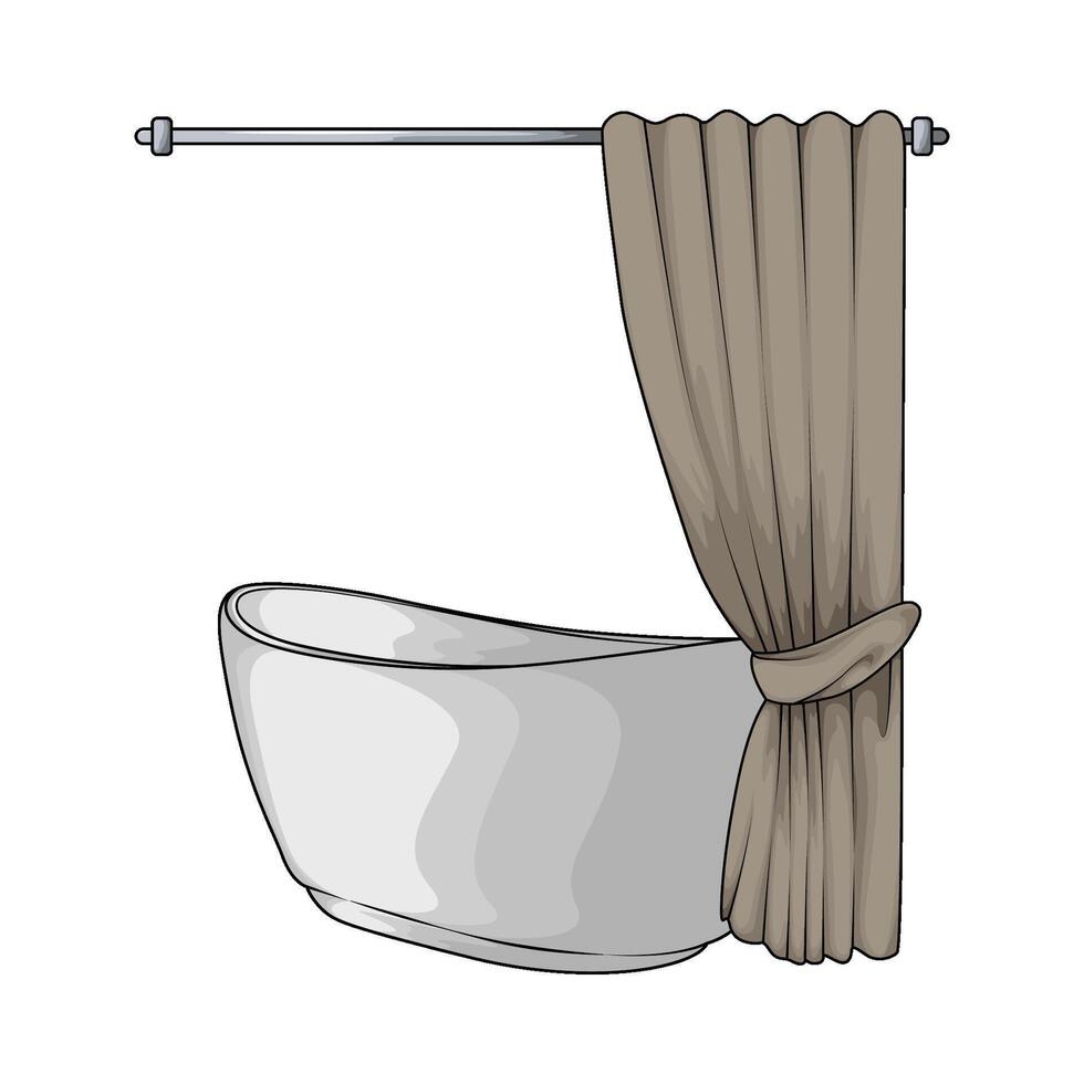 illustration of bathtub with curtain vector