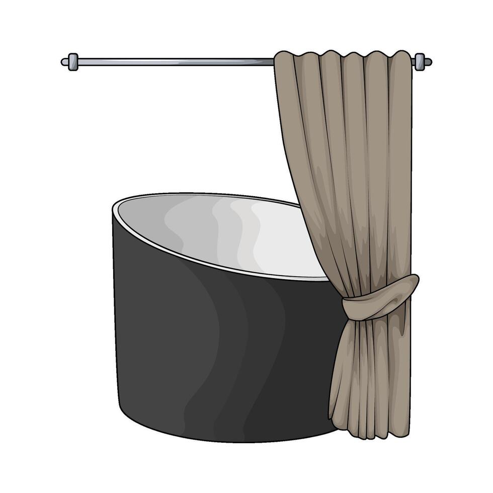 Unique Luxury Bathtub with curtain vector
