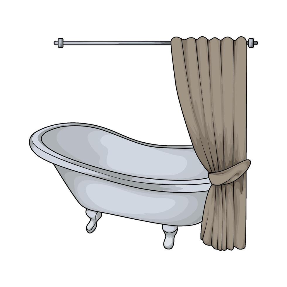 bathtub with curtain vector