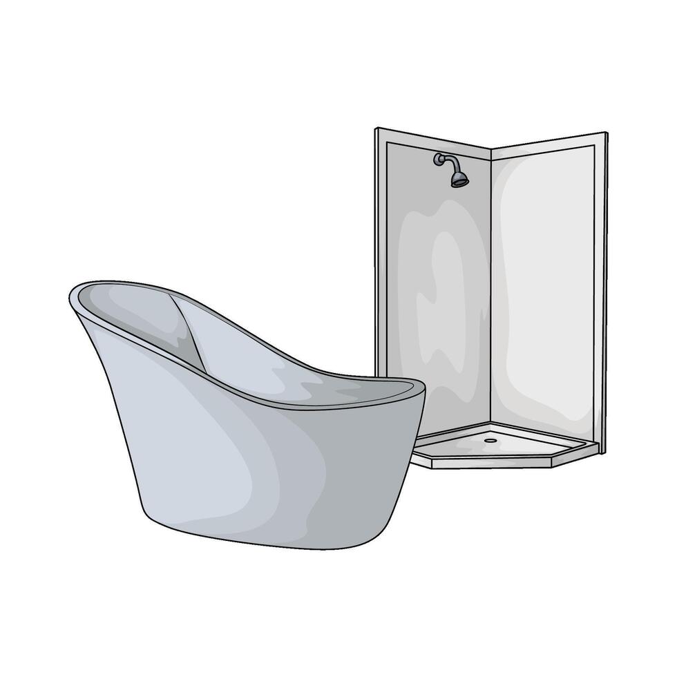 shower and bathtub illustration vector