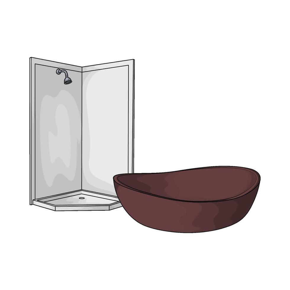 illustration of shower with bathtub vector