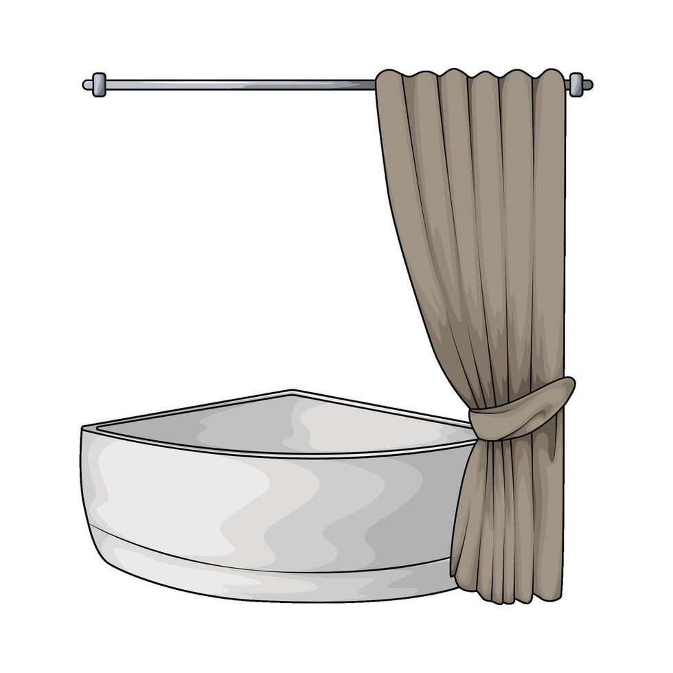 illustration of Unique Luxury Bathtub with curtain vector