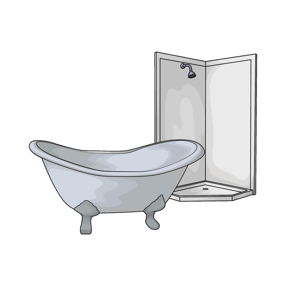 shower with bathtub illustration vector