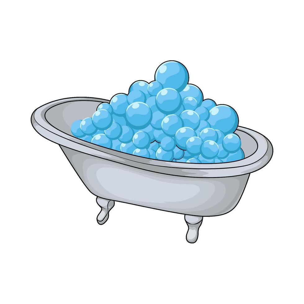bathtub full of bubbles illustration vector