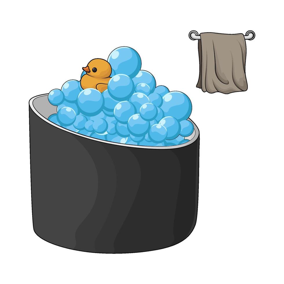 illustration of toy duck in the bathtub vector