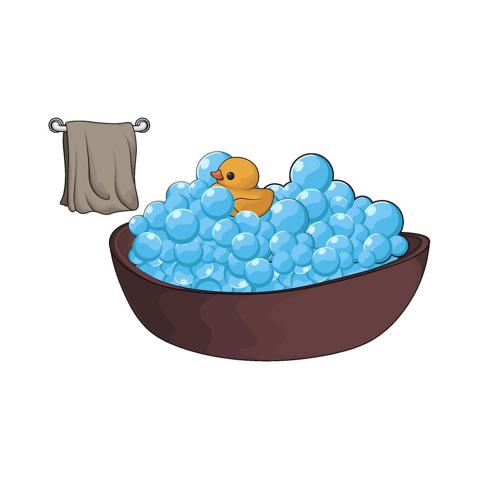 there is a duck in the bathtub illustration vector