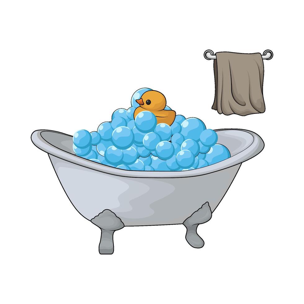 illustration of there is a duck in the bathtub vector