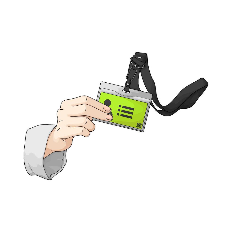 illustration of id card with black lanyard vector