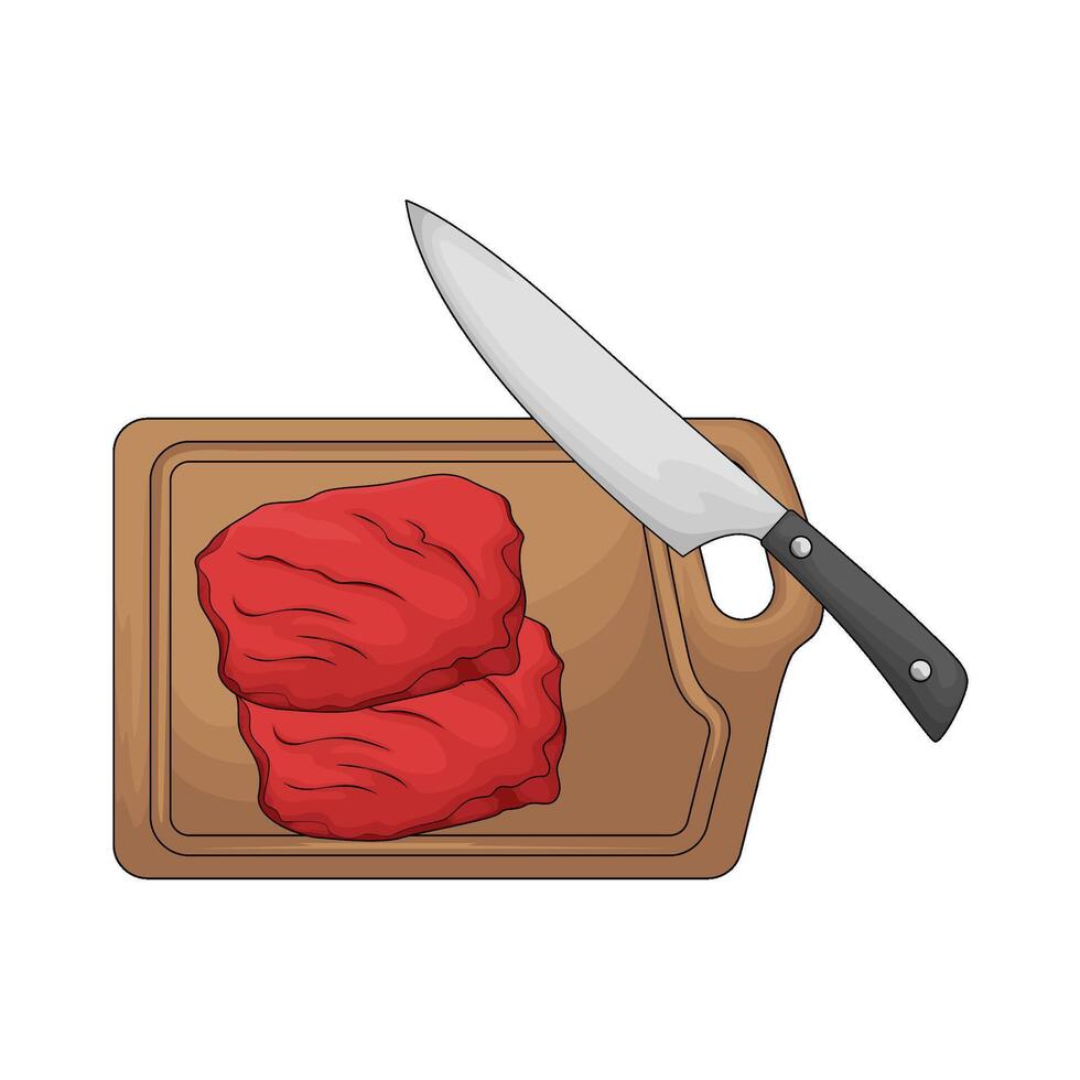illustration of a chopping board used as a base for cutting meats vector