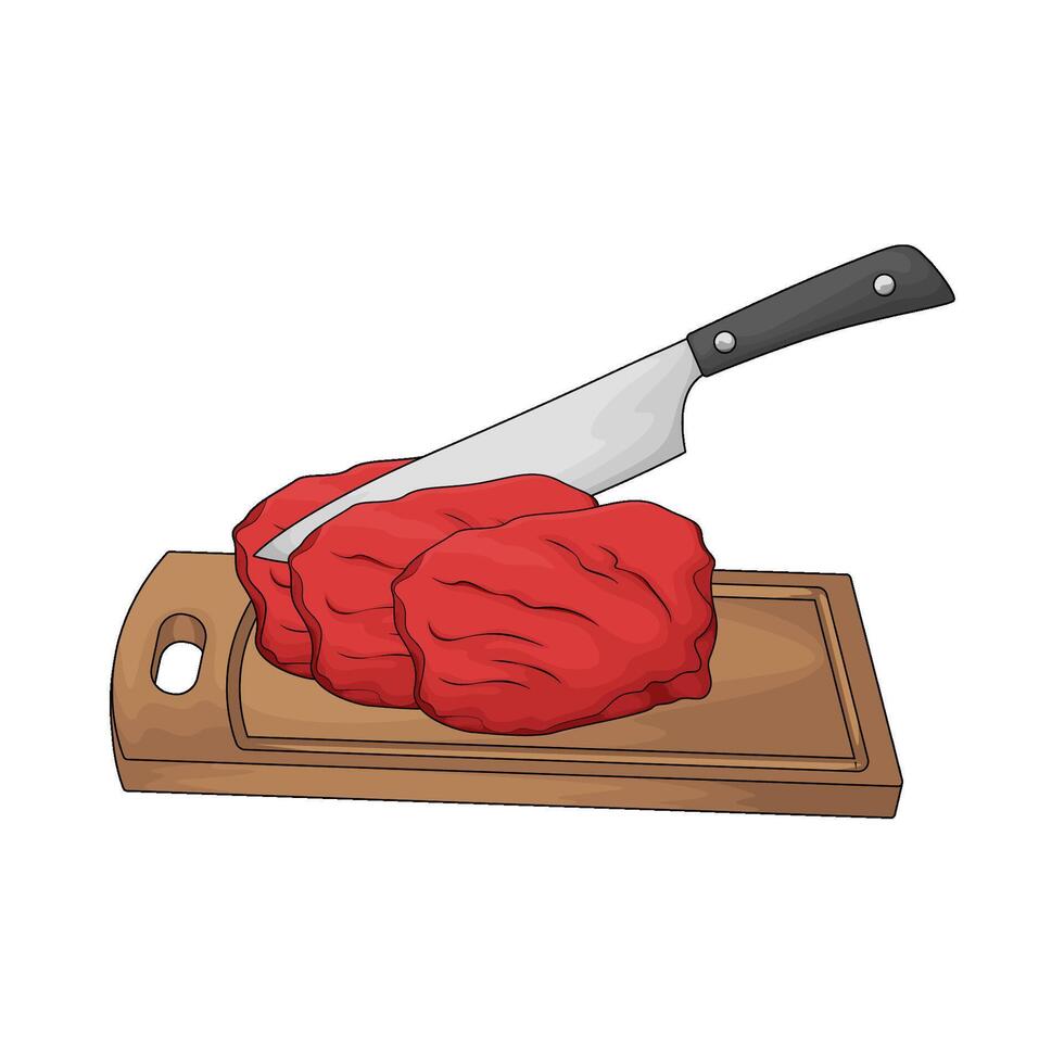 a chopping board used as a base for cutting meats illustration vector
