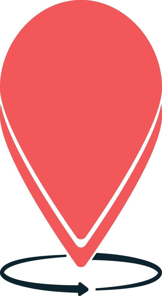 Red destination or location pin icon with 3D effect and navigation ring, final waypoint symbol vector