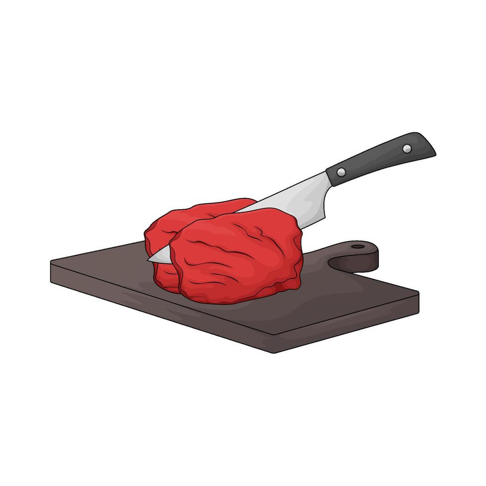 a chopping board used as a base for cutting meat vector