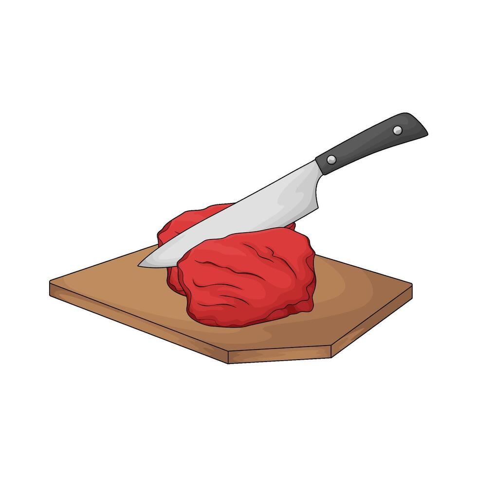 illustration of a chopping board used as a base for cutting meat vector