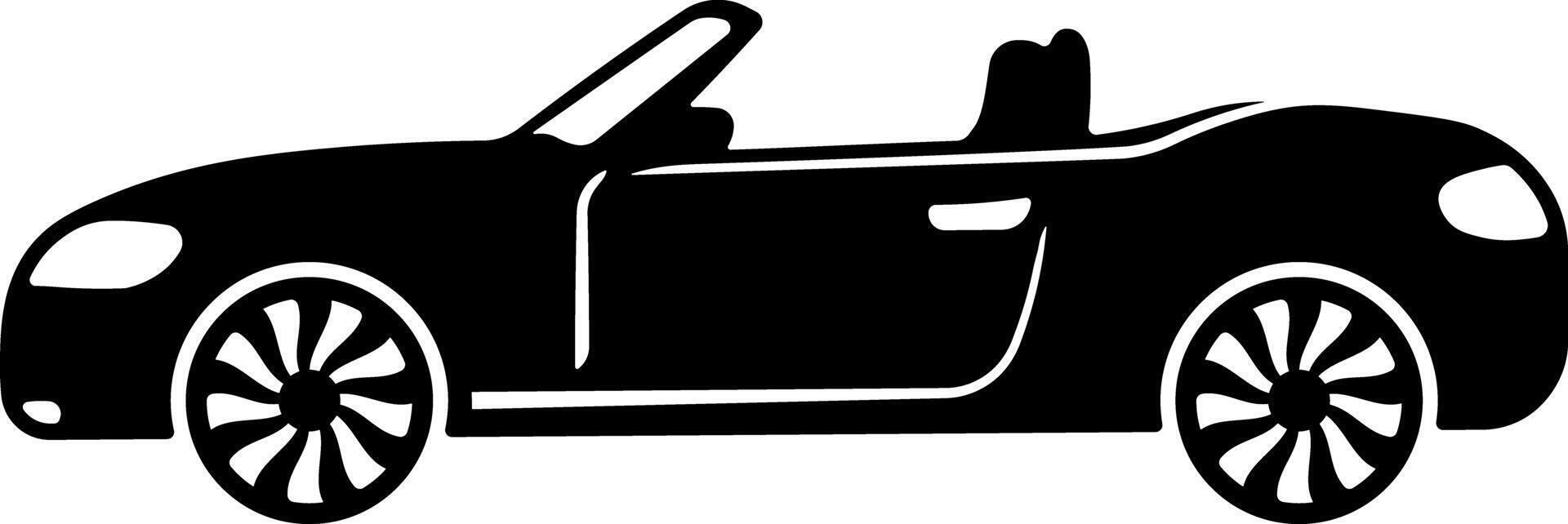 Black silhouette of a convertible car front side view flat illustration vector