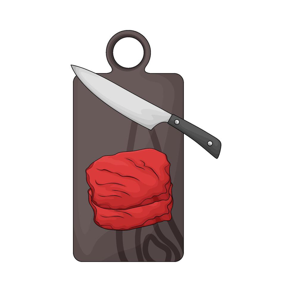 a chopping board used as a base for cutting fresh meat vector