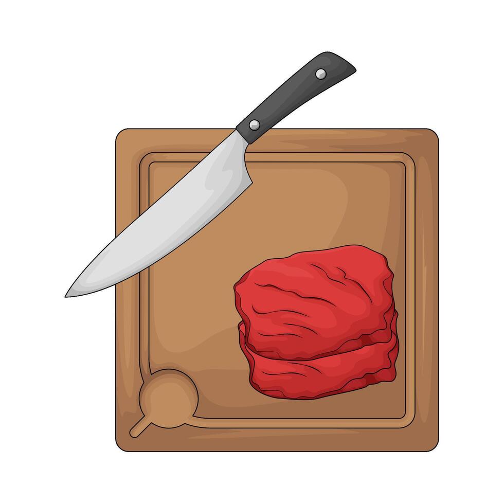 illustration of a chopping board used as a base for cutting fresh meat vector