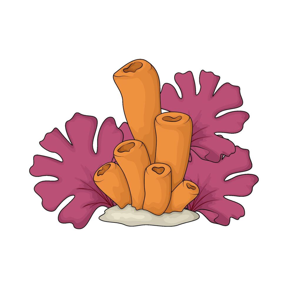 tube coral with seaweed illustration vector