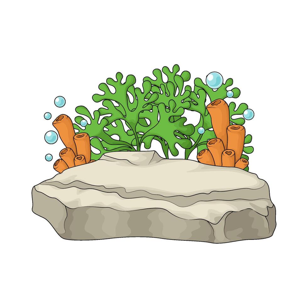 tube sponge and seaweed illustration vector
