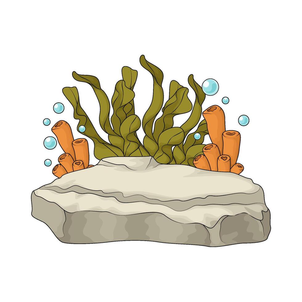 tube coral with seaweed vector