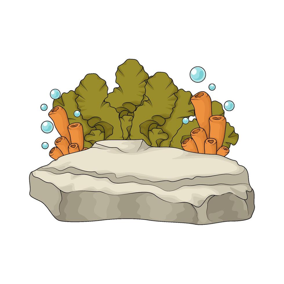 fresh seaweed and coral tube illustration vector